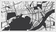 Hangzhou China City Map in Black and White Color in Retro Style. Outline Map.