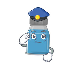 Wall Mural - A handsome Police officer cartoon picture of syrup medicine with a blue hat