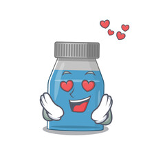 Sticker - A passionate syrup medicine cartoon mascot concept has a falling in love eyes