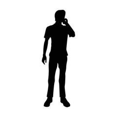 Poster - silhouette of man talking on phone