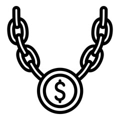 Poster - Dollar coin necklace icon. Outline dollar coin necklace vector icon for web design isolated on white background