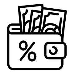 Poster - Full money wallet icon. Outline full money wallet vector icon for web design isolated on white background