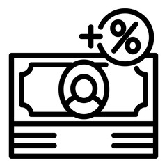 Poster - Loan percent money icon. Outline loan percent money vector icon for web design isolated on white background