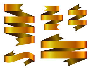 Sticker - Set of golden ribbon banners