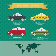 Canvas Print - taxi around the world infographic