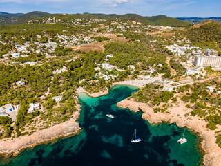 Wall Mural - Cala Gracio and Cala Gracioneta. West coast of Ibiza island.