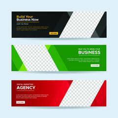 Wall Mural - Set of three vector abstract banners with place for photo. Trendy modern flat material design style. Business ad. Text placeholder. vector eps 10