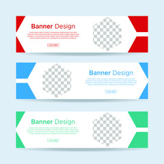 Wall Mural - Set of three vector abstract banners with place for photo. Trendy modern flat material design style. Business ad. Text placeholder. vector eps 10