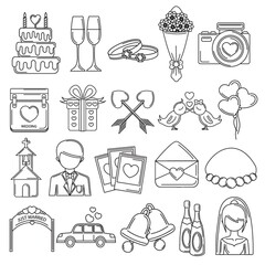 Canvas Print - collection of wedding icons