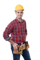 Wall Mural - construction worker with tools isolated