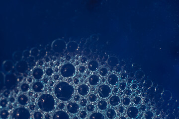 Aufkleber - Beautiful abstract blue bubbles background pattern texture for design . Macro view.