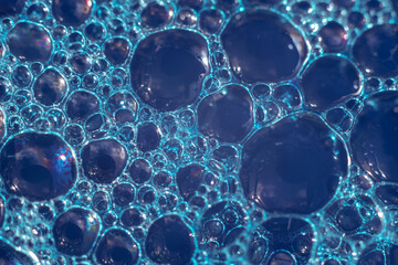 Aufkleber - Beautiful abstract blue bubbles background pattern texture for design . Macro view.