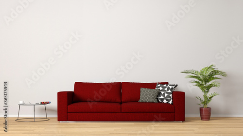 Rotes Sofa Mit Palme Und Tisch Vor Wand Buy This Stock Illustration And Explore Similar Illustrations At Adobe Stock Adobe Stock