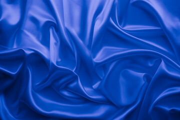 Wall Mural - Beautiful elegant wavy classic blue satin silk luxury cloth fabric texture, abstract background design.