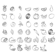 Wall Mural - set of fruit and vegetable icons