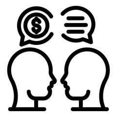 Poster - Manager trade conversation icon. Outline manager trade conversation vector icon for web design isolated on white background