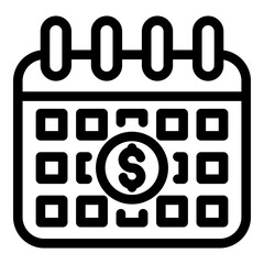 Poster - Finance crisis calendar icon. Outline finance crisis calendar vector icon for web design isolated on white background