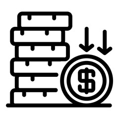 Poster - Crisis coin stack icon. Outline crisis coin stack vector icon for web design isolated on white background