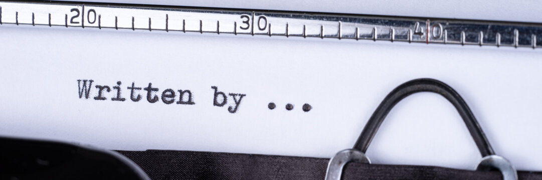 Written by... text written with a old typewriter