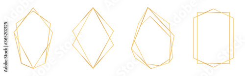 Fotografía Set of golden geometric frames in art deco style