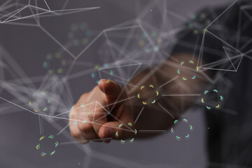 connection binary code interface digital touch