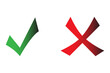 © Marinko - Check mark vector icon. Green tick and red cross icons isolated on white background. Flat check mark sign and red cross for web site, app, label, logo and X sign. Vector illustration