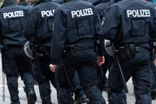 Fotomural Rear View Of Police Walking On Land