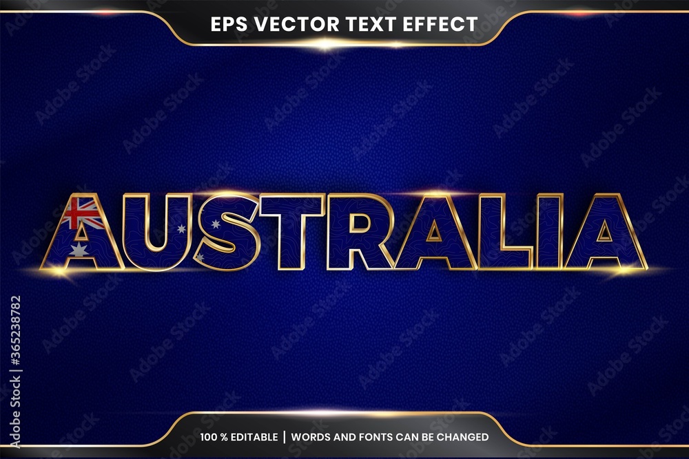 Editable text effect style - Australia with its national country flag ...