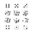 Dice set white casino cubes isometric vector illustration