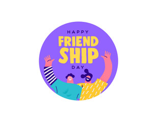 Wall Mural - Friendship Day card of two men friends hugging