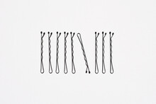 Bobby Pins On A White Background