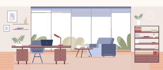 Poster - Corporate office flat color vector illustration
