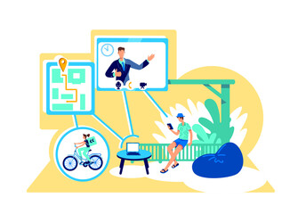 Poster - Wireless connection flat concept vector illustration