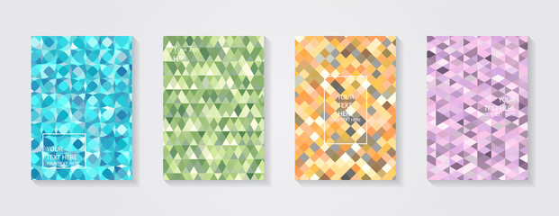 Poster - Minimal modern cover design. Dynamic colorful gradients. Future geometric patterns. Blue, pink, yellow, green, orange, purple placard poster template.