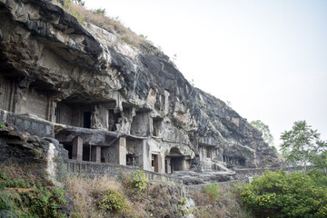 ancient stone carving ellora cave  aurangabad  maharastra india asia