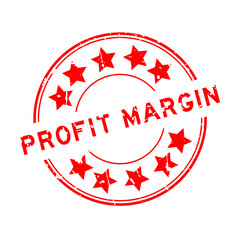 Wall Mural - Grunge red profit margin word with star icon round rubber seal stamp on white background