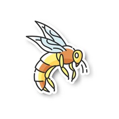 Wall Mural - bee patch. small flying insect with sting. beekeeping, apiculture rgb color printable sticker. honey