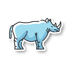 Wall Mural - rhinoceros patch. exotic horned animal, african fauna. tropical zoo mascot, endangered species. zool