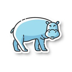 Wall Mural - hippo patch. large exotic animal, african fauna, tropical semiaquatic mammal. tropical zoo mascot, h