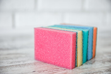 colored foam rubber sponge for cleaning and washing dishes