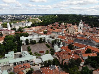 Wall Mural - Outstanding view from Above on the beautiful and calm city Vilnus. The capital of european baltic country Lithuania. Aerial photo created by drone