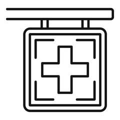Poster - pharmacy cross sign icon. outline pharmacy cross sign vector icon for web design isolated on white b