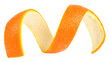 Curly orange peel isolated on a white background with clipping path. Orange skin.