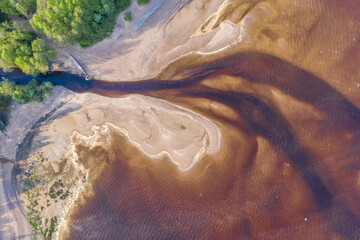 Wall Mural - aerial view of the river flowing into the bay