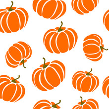 Pumkin Seamless Pattern Vector Illustration Decoration Texture Wallpaper Vegetable October Halloween Autumn Design Drawn Harvest Agriculture