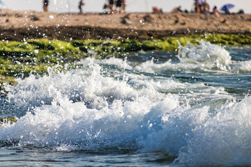 water splash on rocks