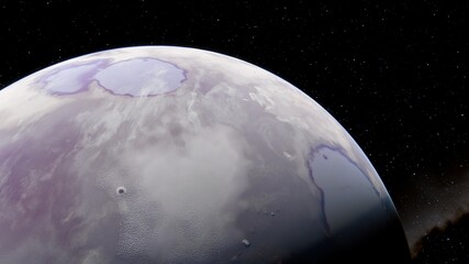 Wall Mural - super-earth planet, realistic exoplanet, planet suitable for colonization, earth-like planet in far 