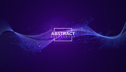 Aufkleber - polygonal wave particle abstract background connecting dots and lines.