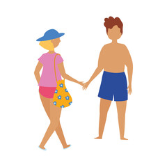 Canvas Print - people summer related design, couple with swimsuits holding hands, isolated icon