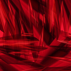 Poster - Futuristic angular abstract art in red and black